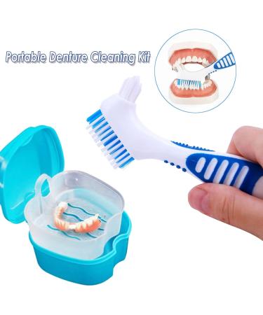 Hrasy Denture Bath Case Set - 2 Piece Soaking Container & Brushes for Effective Tooth Cleaning | International Shipping Available - Buy Online on GoSupps.com