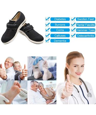 MEJORMEN Men's Edema Diabetic Shoes | Adjustable Wide Width Outdoor Walking Sneakers | Orthopedic Lightweight Comfy Casual Slippers | Black - Buy Online on GoSupps.com