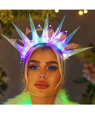 Zoestar Light Up Headbands LED Goddess of Liberty Crown Headband Glowing Nightclub Hair Band Party Rave Hair Accessories for Women and Girls - Buy Online on GoSupps.com