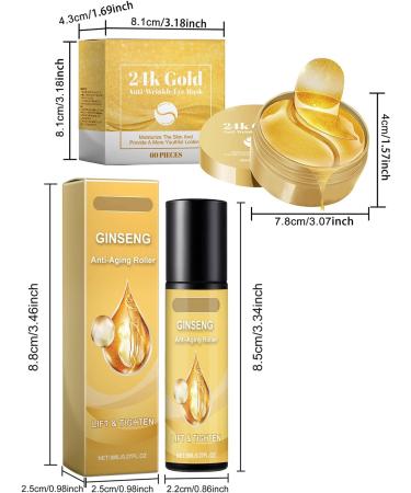 Lot de 60 rouleaux anti- ge raffermissant et anti-rides - Masque pour les yeux - 8 ml d'huile pour le visage - S rum anti- ge - Anti-cernes - Or 24 carats - Raffermissement de la peau - R duit les - Buy Online on GoSupps.com