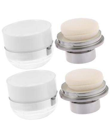 Outanaya 2pcs Mushroom Head Loose Powder Box Empty Powder Case Travel Powder Case Make up Holder Plastic