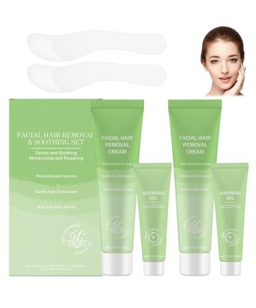 YUNFAX Facial & Body Hair Removal Cream Kit For Women Gentle for Sensitive Skin Fast Acting Hydrating Nourishing 2-In-1 Easy To Use For Upper Lip Chin Arms Legs Underarms Daily Grooming (2PCS)