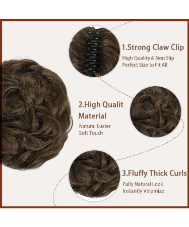 RPAEOY Dark Brown Hair Parts Dutt with Bracket - Curly Wavy Hair Tie & Messy Bun Clamp - Synthetic Hair Scrunchy for Women - Buy Online on GoSupps.com