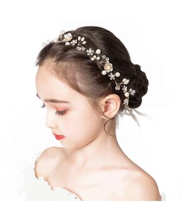 PRDGIRL Wedding Hair Accessories for Kids  Princess Headpiece White Flower Headband Pearl Hair Dress for Girl and Flower Girls Cute Bridal Wedding Hair Band 1 Count (Pack of 1) A02 - Buy Online on GoSupps.com