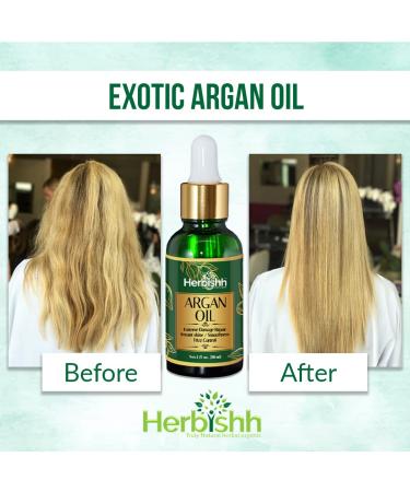 Herbishh Argan Oil for Hair - Deep Conditioning Treatment from Morocco | Frizz Control & Damage Repair | Nourishing Hair Serum 30ml - Buy Online on GoSupps.com