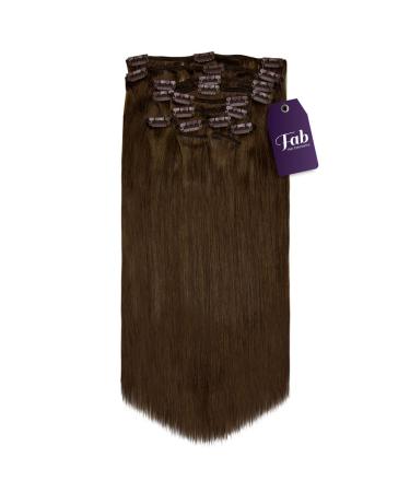 Fab Clip In Remy Full Head Hair Extensions 10-Piece Set #4-Chocolate Brown 20 inch