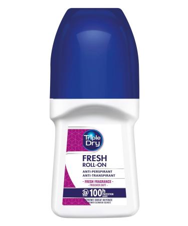 Triple Dry Antiperspirant Roll-On Fresh Deodorant Roller Against Strong Sweating Antibacterial Deodorant for 100 Hours Protection - Fresh Scent - 50 ml - Buy Online on GoSupps.com