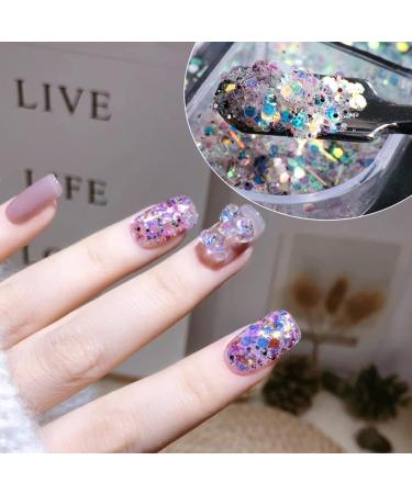 4 Boxes DIY Chunky Sparkly Slices Holographic Nail Sequins Summer Star Moon Glitter Flakes - Buy Online on GoSupps.com