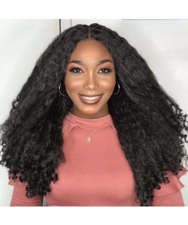 SOKU 20 Inch Afro Curly Lace Front Wig | Kinky Straight with Curly Ends | HD Transparent Swiss Lace | Fluffy Bouncy Hair | Heat Friendly Synthetic Wig in Dark Brown - Perfect for Black Women - Buy Online on GoSupps.com