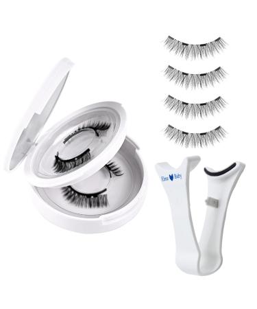 2 Pairs Reusable Magnetic Eyelashes Wispy Sandwich Magnetic Eyelashes without Eyeliner Magnetic Eyelashes Natural Look Magnetic Lashes Kit with Applicator Magnetic Cat Eye Lashes for Beginners