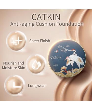 CATKIN X SUMMER PALACE Full Coverage Lightweight Cushion Foundation for Mature Skin - Refillable 13g*2 (C03 Vanilla) - Buy Online on GoSupps.com