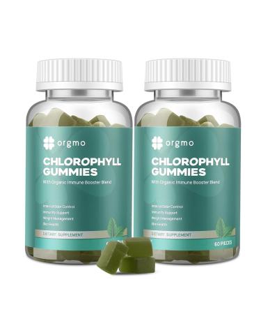 2pack Chlorophyll Gummies-Sugar Free with Unfiltered ACV Sea Moss & Elderberry Echinacea Vitamin D C E B12 - Energy Boost Immune & Digestion Support Natural Deodorant Skin Care - Vegan Non-GMO 60 Count (Pack of 2)
