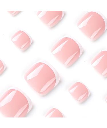 RODAKY 24PCS French Press On Toenails - Short Square Full Cover Glue On False Toe Nails for Women and Girls (Pink French) - Buy Online on GoSupps.com