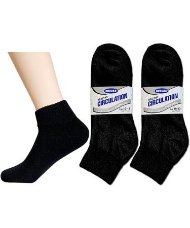 6 Pair Diabetic Ankle Circulatory Socks for Men | Health Support, Loose Fit, Black 10-13 - Buy Online on GoSupps.com