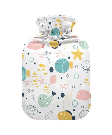 Hot water bottles with cover sea fish shellfish hot water bag for pain relief sports injuries water heating pad 2 liters