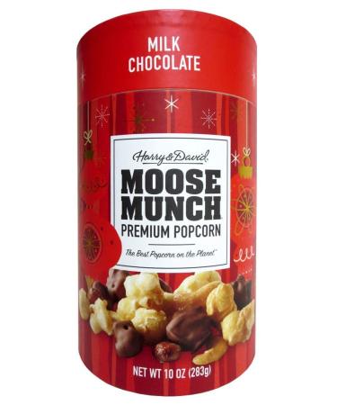 Harry & David Milk Chocolate Moose Munch Premium Popcorn Holiday Canister Milk-Chocolate 10 Ounce (Pack of 1)