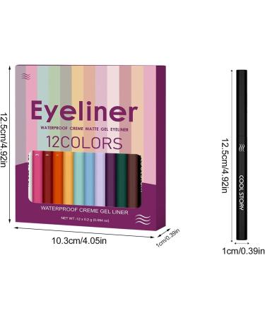 Liquid Eyeliner - Waterproof Matte Lip Coating | 12-Color Long-Lasting Liquid Eye Liner Pen Set Soft Crayon Honeshadow Highlight Pen - Buy Online on GoSupps.com