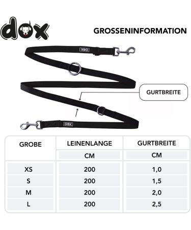DDOXX Airmesh Dog Leash - 2m 3-Way Adjustable for All Dog Sizes - Black S - Durable & Comfortable Pet Leash - Buy Online on GoSupps.com
