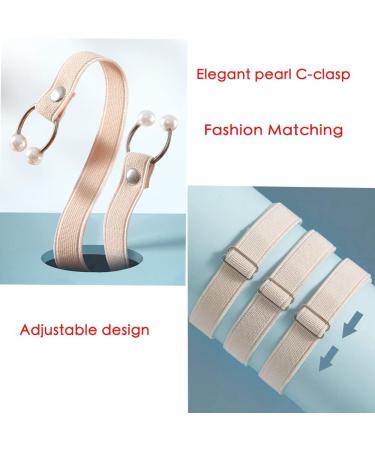 4 Pairs Women's Detachable Elastic High Heel Shoe Straps - Anti-Loose & Anti-Slip Ankle Replacement for Heels - Black & Beige Almond - Buy Online on GoSupps.com
