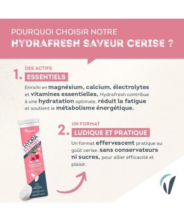 HydraFresh - Pastilles hydratation Effervescentes - Magn sium lectrolytes Calcium Vitamines C et B - Compl ment alimentaire nergie saveur Cerise - Sans Sucres - Fabriqu en France - Buy Online on GoSupps.com