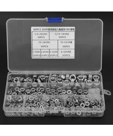 Stainless Steel 360pcs with Hex Nuts Coarse Thread American System UNC Nuts Fasteners - Buy Online on GoSupps.com
