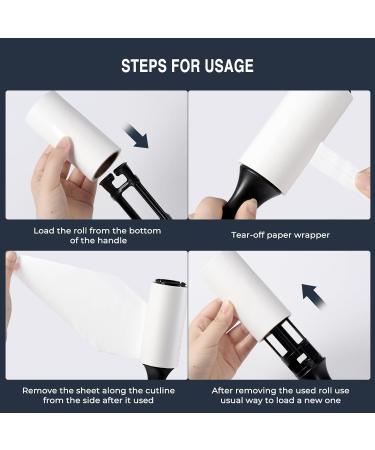 Vinabo Lint Rollers Pet Hair Remover 1 Handle with 6 Extra Sticky Lint Roller Set for Clothes Lint Rollers for Pet Hair Dust Lint Sofa Bed and Carpet Extra Sticky & Easy Peeling-60 Sheets/Roll - Buy Online on GoSupps.com