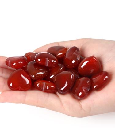 XIANNVXI 10 Pcs Carnelian Crystals Heart Natural Red Agate Red Crystals Gemstones Set Polished Love Palm Pocket Stones Reiki Crystal Beginners Gifts Red - Carnelian/Red Agate