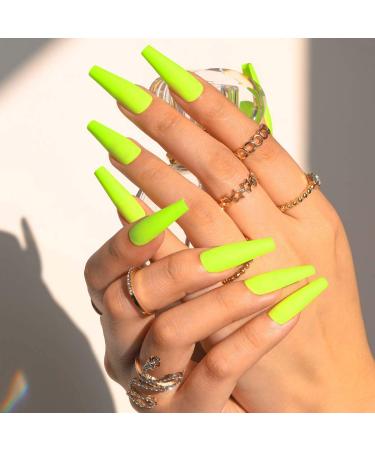 Sethain Matt Blue Ballerina False Nails - Long Complete Coverage Press-On Fingernails for Women & Girls | Stylish & Durable Yellow Design - Buy Online on GoSupps.com