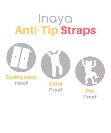 12-Pack Heavy-Duty Anti-Tip Furniture Straps - Inaya - Home Furniture Wall Anchors for Baby Proofing Dressers  Cabinets  Closets  Bookshelves and TVs - Child Safety Earthquake Secure Mount Anchors - Buy Online on GoSupps.com