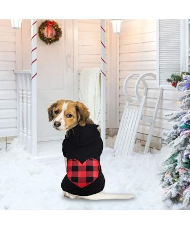 Dog Hoodie Sweater- Black Buffalo Plaid XS - Warm, Soft, Cozy Pet Clothes - Buy Online on GoSupps.com