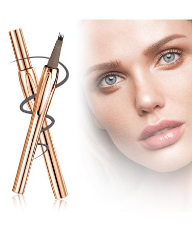 2024 New Magic Eyebrow Pencil Upgrade 3D Waterproof Microblading Eyebrow Pencil Contouring Pen 4-Tipped Precise Brow Pen Long-Lasting Natural Fine Stroke Eyebrow Pencil (A-Black)