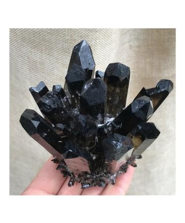 Crystal Ornaments Natural Black Smokey Quartz Crystal Cluster Specimen Full of Texture (Size : 400-500g)