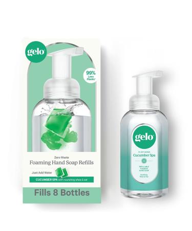 Gelo  Foaming Hand Soap | Cucumber Spa | Makes 8 x 10 Fl Oz Bottles (80 fl oz) | Includes Reusable Bottle Cucumber  Melon & Jasmine Flower