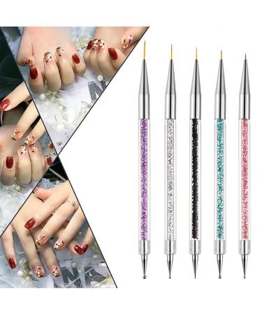 5-Piece Nail Brush Set - Professional Nail Art Dotting Tools & Dual-Ended Acrylic Pen for DIY Nail Design - Buy Online on GoSupps.com