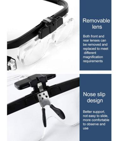 USB Rechargeable Headband Magnifier Head Mounted Magnifying Glasses with 2 LED Lights & Removable Lensesfor Reading Close Work Small Gift - Buy Online on GoSupps.com
