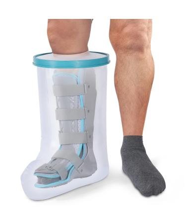 VESKIMER Extra Wide - Waterproof Leg Cast Cover for Shower Adult XL - Extra Large - Reusable Shower Boot Cover Watertight Foot Protector - Perfect Fit for Leg Foot Ankle and No Mark on Skin