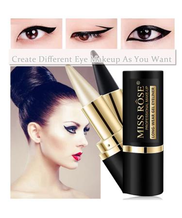 Aaiffey 2 Colors Gel Eyeliner Set - Waterproof Smudge Proof Eye-liner Pencil for Women - Long-Lasting Matte Black Eyeliner Stick - Silver and Brown Shades - Buy Online on GoSupps.com