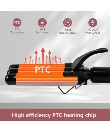 janelove 3 Barrel Hair Waver 25mm Beach Wave Hair Curler with 2 Temperature Adjustments Ceramic Curling Iron with Heat-Resistant Glove for Long Medium Short Hair - Buy Online on GoSupps.com