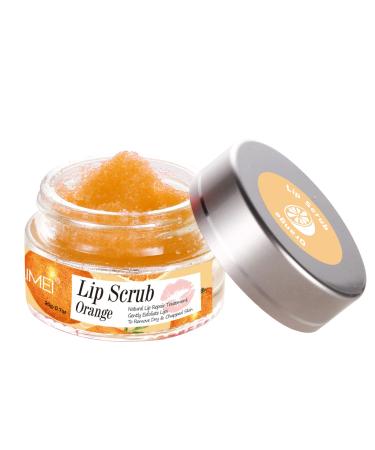 Lip Scrub Treatment, Lip Scrubs Exfoliating Moisturizer Sugar Lip Surb Cruelty-Free for Repairing Dry & Chapped & Peeling and Cracked Lips, the Best Gift for Lip Care in Autumn and Winter(Orange)