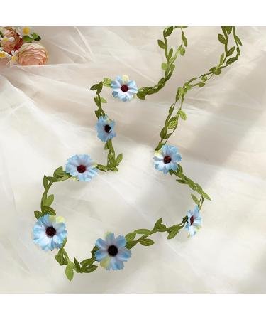 Flower Crown Floral Wreath Flower Headbands Floral Garland Headbands Boho Flower Head Bands Hair Wreath Headpiece Headdress for Women Girls Festival Wedding Party(Small Blue flower) - Buy Online on GoSupps.com