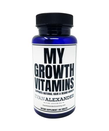 Evan Alexander Grooming My Growth Vitamins - 60 Tablets - Supports Natural Hair and Beard Growth - Nourish Hair and Beard Hair with Zinc  Biotin and Collagen - Beard Growth Vitamins