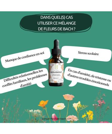  Conseil fleur de Bach Conseil fleur de Bach - Bach Flower for Teenagers Alcohol-Free 30 ml Pack of 2 - Buy Online on GoSupps.com
