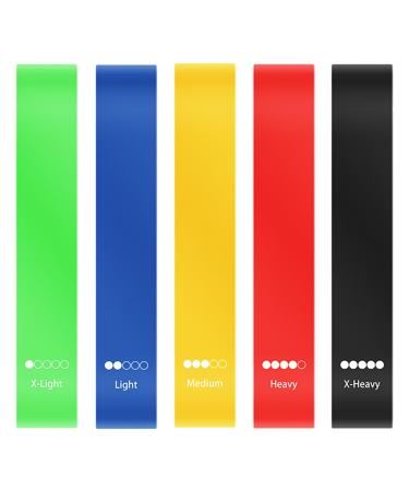 5 Pcs Resistance Bands Exercise Bands Resistance Bands Set with 5 Different Resistance Levels Training Elastic Bands Workout Bands Yoga Bands Gym Band Resistance Fitness Bands for Pilates Rehab