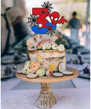 Spider Superhero 3rd Birthday Cake Topper for Boys Girls - Large Size Double Sided Glitter Spider Cake Topper - Buy Online on GoSupps.com
