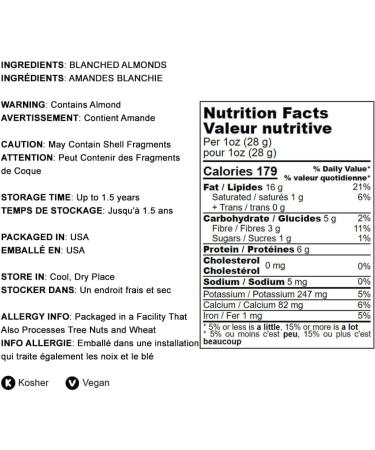 Blanched Slivered Almonds 8 Pounds Chopped Raw Blanched Almonds Unsalted Vegan Keto Kosher Bulk. High in Protein Vitamin E Riboflavin. Great for Cooking Baking Salads - Buy Online on GoSupps.com