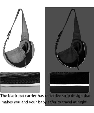 YUDODO Pet Dog Sling Carrier | Breathable Mesh Travel Safe Sling Bag for Dogs Cats | Medium Size | Black Reflective (1 Pack) - Buy Online on GoSupps.com