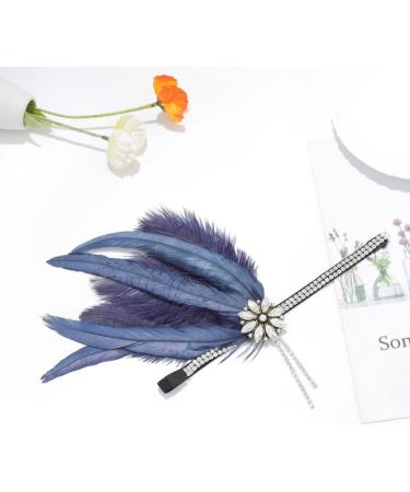 IYOU 1920s Feather Flapper Headpiece Blue Crystal Gatsby Headband Prom Wedding Hair Accessories for Women - Buy Online on GoSupps.com