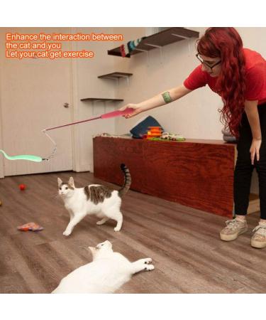 H02NLE Cat Teaser Wand with 5 Refills - Interactive Feather Toys for Indoor Cats - Buy Online on GoSupps.com