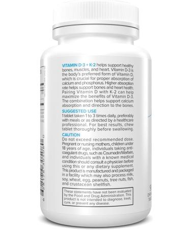 Portions Master Vitamin D3 + K2 Supplement, Bone and Heart Health Support, High Potency D3 5000 IU with Menaquinone MK-7, Non-GMO, Gluten-Free (60 Capsules) - Buy Online on GoSupps.com
