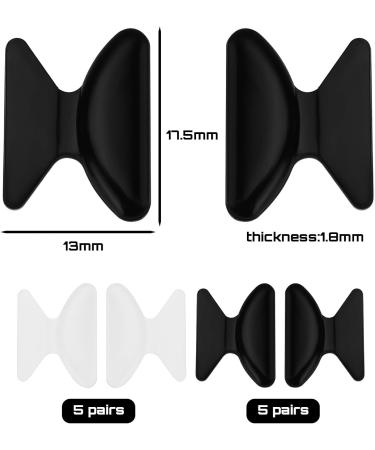 Emagentech Self-Adhesive Nose Pads for Glasses - 10 Pairs (5 Black + 5 Transparent) with Butterfly Motif - 1.8mm Reading & Sunglasses Pads - Buy Online on GoSupps.com